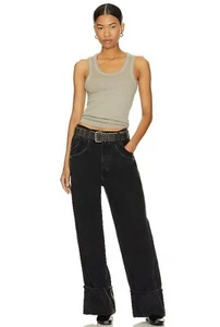 Pantalones de mezclilla Free People Final Countdown con puños tiro bajo talla 25 venta al por menor $128 Blackout - Imagen 1 de 5