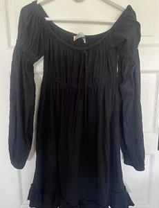 Black smocked milkmaid free people beach dress - Picture 1 of 6