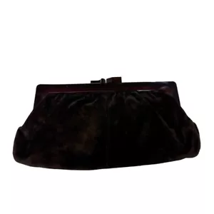 Hutzler's Baltimore Black Suede Clutch Purse with Bakelite Frame Made in Italy - Picture 1 of 10