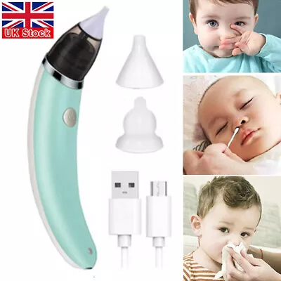 Electric Baby Silicone Nasal Aspirator Vacuum Sucker Nose Mucus Snot Cleaner UK • 8.95£