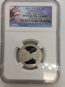 2011 S Chickasaw Clad Quarter 25C Early Releases NGC PF 70 ULTRA CAMEO - Picture 1 of 4