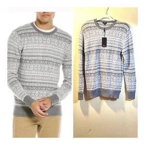 Rails Size S Cotton Wool Carlisle Sweater Silver Icicle Gray White Fair Isle NEW - Picture 1 of 12