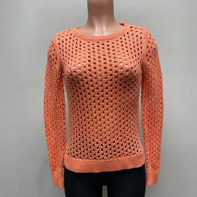 迈克高仕加勒比粉色开放式针织高低网眼圆领毛衣 S $89 全新 — 第 1/4 张图片