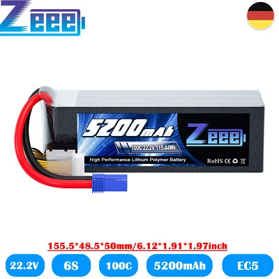Zeee 6S 22,2V 100C 5200mAh Lipo Akku EC5 für RC Auto Heli Jet Flugzeug FPV Buggy - Bild 1 von 4