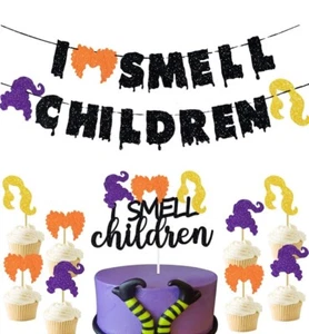 Hocus Pocus I Smell Children Party Decorations Banner Cupcake Toppers Cake Picks - Picture 1 of 6