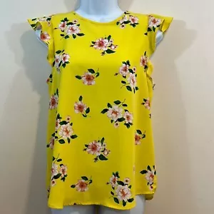 Forever 21 Floral Ruffle Sleeveless Shirt NEW Size S - Picture 1 of 8