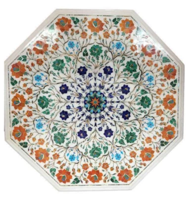 Juego de café comedor de mármol blanco de 30"" sofá mesa central con incrustaciones de mosaico Foto 1 de 4