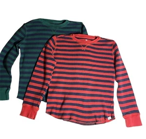 Lot Of 2 GAP Kids Long Sleeve Thermal Striped Tops Boys Size L - Picture 1 of 6