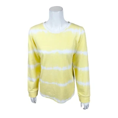 Denim & Co. Tie-Dye French Terry Long-Sleeve Sweatshirt Yellow Medium Size - Image 1 of 2