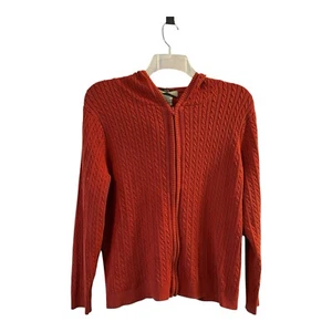 525 America Suéter Mujer XL Naranja Con Capucha Cremallera Completa Cable Tejido Cárdigan Sudadera con Capucha - Imagen 1 de 8
