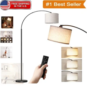 Mid Century Style Dimmable Arc Floor Lamp - 75" with Heavy Base & Remote Control - Picture 1 of 9