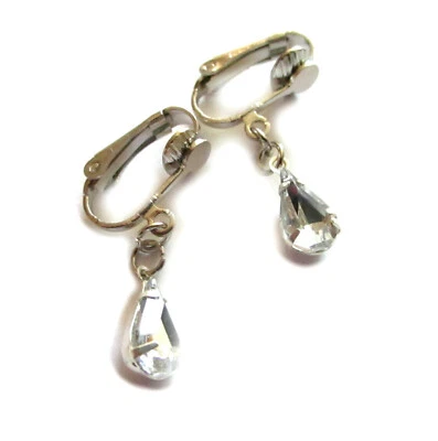Ohrclips silberf Strass Tropfen klar Clips - Bild 1 von 4