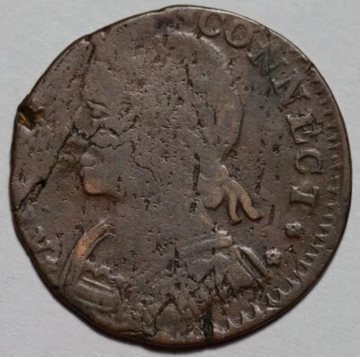 1787 Connecticut Colonial Copper, Mailed Bust Left, Miller 15-F - Image 1 of 4