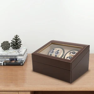 Automatik Uhrenbeweger Vitrine 4+6 Automatik Rotation Leder Uhrenbox - Bild 1 von 11