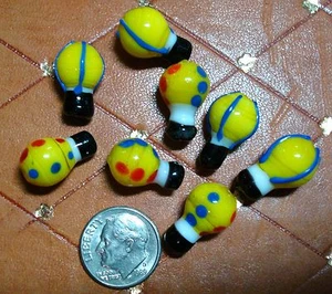 8 Hot air balloon glass lampwork beads handmade yellow balloon beads gbs006 - Picture 1 of 3