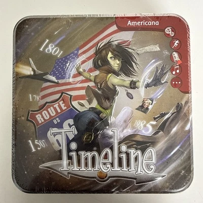 Timeline Americana Asmodee Card Trivia Game Open Tin/Sealed Cards Unused New - Image 1 of 2