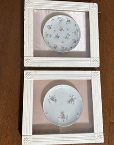 2er Set Simply Shabby Chic Teller mit Rahmen Schattenkasten Vintage Gebrauchsspuren RAR weiß gewaschen - Bild 1 von 10