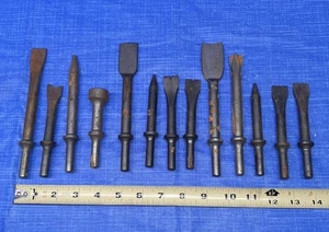 Lot Of 13pcs Air Hammer Punches Chisels Bits Auto Body Work Air Hammer Gun - Picture 1 of 6