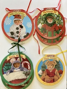 VTG Set of 6 Mini Photo Picture Frame Christmas Ornaments Adorable Costumes 4" - Picture 1 of 6