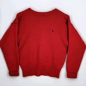 Suéter de lana tejido Polo Ralph Lauren vintage para hombre talla M rojo cuello redondo - Imagen 1 de 8
