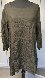 Cut Loose Tunic Top Womens Large Lagenlook Long A Line Minimalist Neutral Boho - Picture 1 of 7