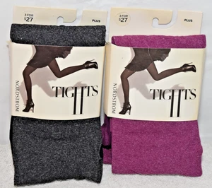 2 Nordstrom Tights Magenta Gray Heather Lot Plus 5'2-5'10 175-250lbs - Picture 1 of 8
