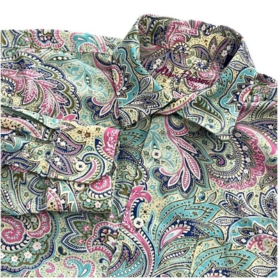 Camisa Alan Riverer Hombres L Abotonada Estampado Completo Paisley Boho Western Preppy Foto 1 de 4