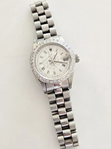 FANCY CROTON Stainless Steel Bellagio Style Ladies White Sapphire Crystal Watch - Picture 1 of 8