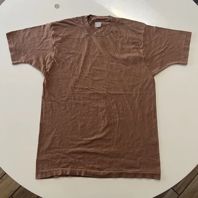Camiseta marrón lisa vintage años 90 BVD puntada única talla mediana hecha en EE. UU. Foto 1 de 2