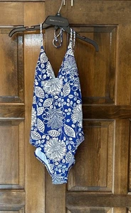 Boden Symi String Swimsuit One Piece Gardenia Swirl Size 6L Long Halterneck - Picture 1 of 7