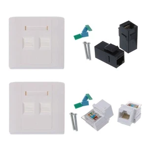 2 Ports CAT6 RJ45 Female To Female Wall Plate With Dust Free Protect Cover - Afbeelding 1 van 9