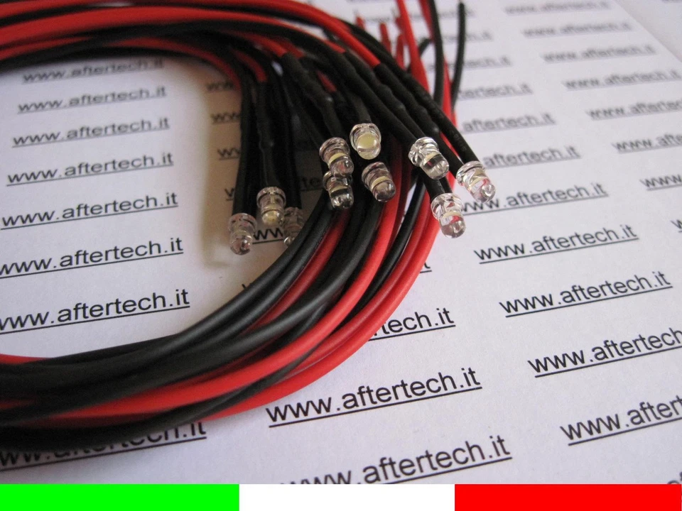 10 LED White 3mm 20.000mcd Wired 30cm With Resistance 12v with Cable A1B2 - Image 1 of 1