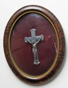 Crucifix in glass and vintage frame - Mid 1800's origin - Picture 1 of 2