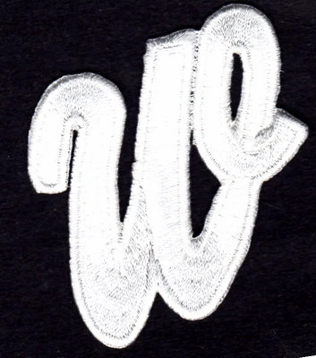 LETTERS - White Script  2" Letter "W" - Iron On Embroidered Applique - Image 1 of 2