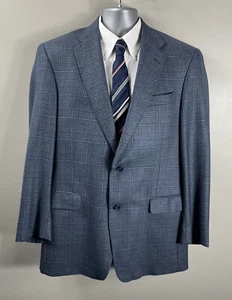 Hart Schaffner Marx Ing Loro Piana Blazer Mens 42 L Blue Plaid Spun Cashmere - Picture 1 of 21