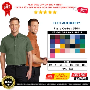 Port Authority S508 Adult Short Sleeve Fashion Easy Care Button Down Dress Shirt - Picture 1 of 74