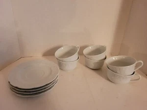 DANSK 6 Cups 4 Saucers Limoges France White Lierre Sauvage Vines & Berries - Picture 1 of 10