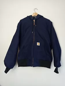 Carhartt Reworked Upcycled Full Zip Navy Blue Hooded Jacket Coat - Men's Large - Bild 1 von 13