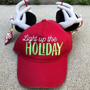 DISNEY PARKS Light Up The Holiday Reindeer Hat Adult Battery Powered Light Ears - Picture 1 of 8