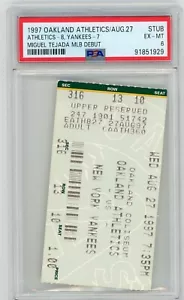 1997 OAKLAND ATHLETICS A'S TICKET STUB PSA 6 MIGUEL TEJADA MLB DEBUT ROOKIE RARE - Bild 1 von 2