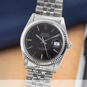 Rolex Datejust 36 Edelstahl Weissgold Black Dial Herrenuhr Ref. 1601 Vintage - Bild 1 von 14