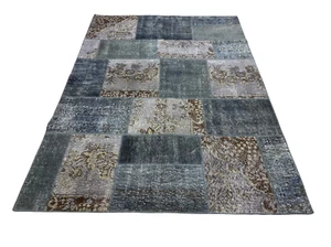 Turkish Patchwork Rug , Gray carpet, Area Rug - Picture 1 of 3