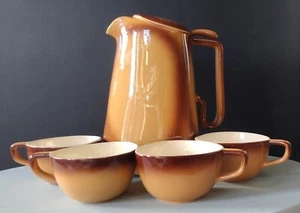 MCM San Vallé California Ceramic Coffee Pot & Lid with 4 Matching Cup - Picture 1 of 10