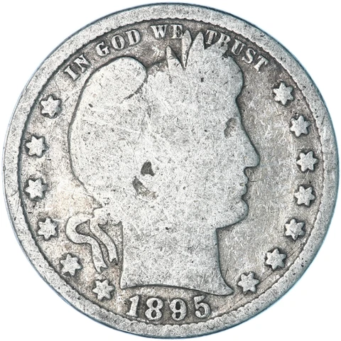 1895 (P) Barber Quarter 90% Silver Good GD Cleaned See Pics F540 Cover