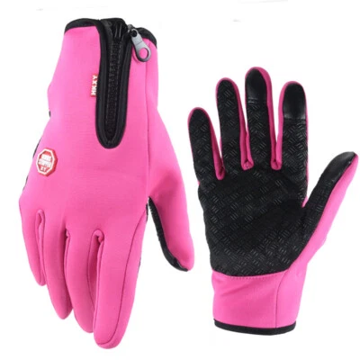 Guantes térmicos a prueba de viento impermeables de invierno pantalla táctil guantes cálidos hombres mujeres Foto 1 de 4