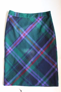 Eddie Bauer Green, Purple, Red Wool Pencil Skirt size 2 - Picture 1 of 5