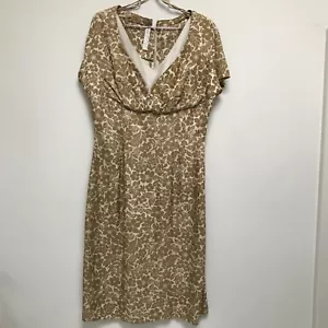 Vestido vintage para mujer dorado marfil floral de lino inserto manga corta vestido de día 10 - Imagen 1 de 8
