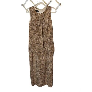 Spenser Jeremy Leopardenmuster 100 % Seide Kleid Damen Gr. 8 gefüttert Overlay Vintage Fehler - Bild 1 von 14