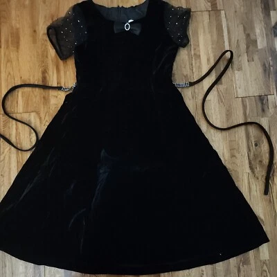 Vestido Jayne Copeland Vintage Terciopelo Negro Niñas Talla 7 Foto 1 de 4