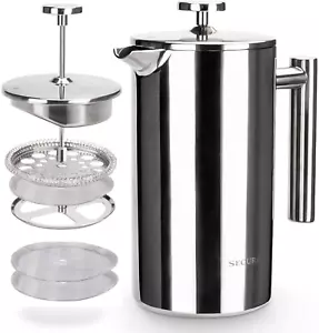 Cafetera de prensa francesa grado 304 pantallas adicionales aisladas de acero inoxidable 34 OZ - Imagen 1 de 12